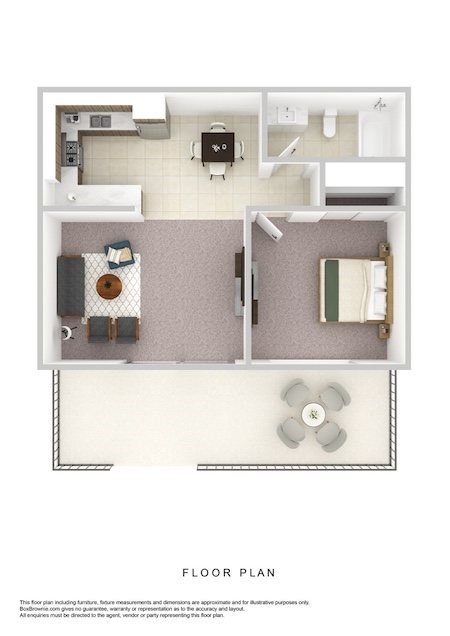 Floor plan for 1 bed, 1 bath, 550 sqft